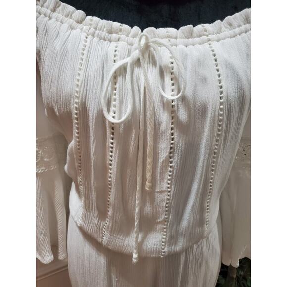 Naif Women's White 100% Rayon Cold Shoulder Long Sleeve Knee Length Dress 2X - Picture 3 of 15